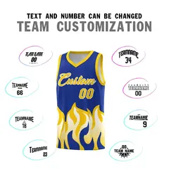 Royal Gold Flame Pattern Sports Basketball Jersey 4