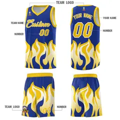 Royal Gold Flame Pattern Sports Basketball Jersey 5