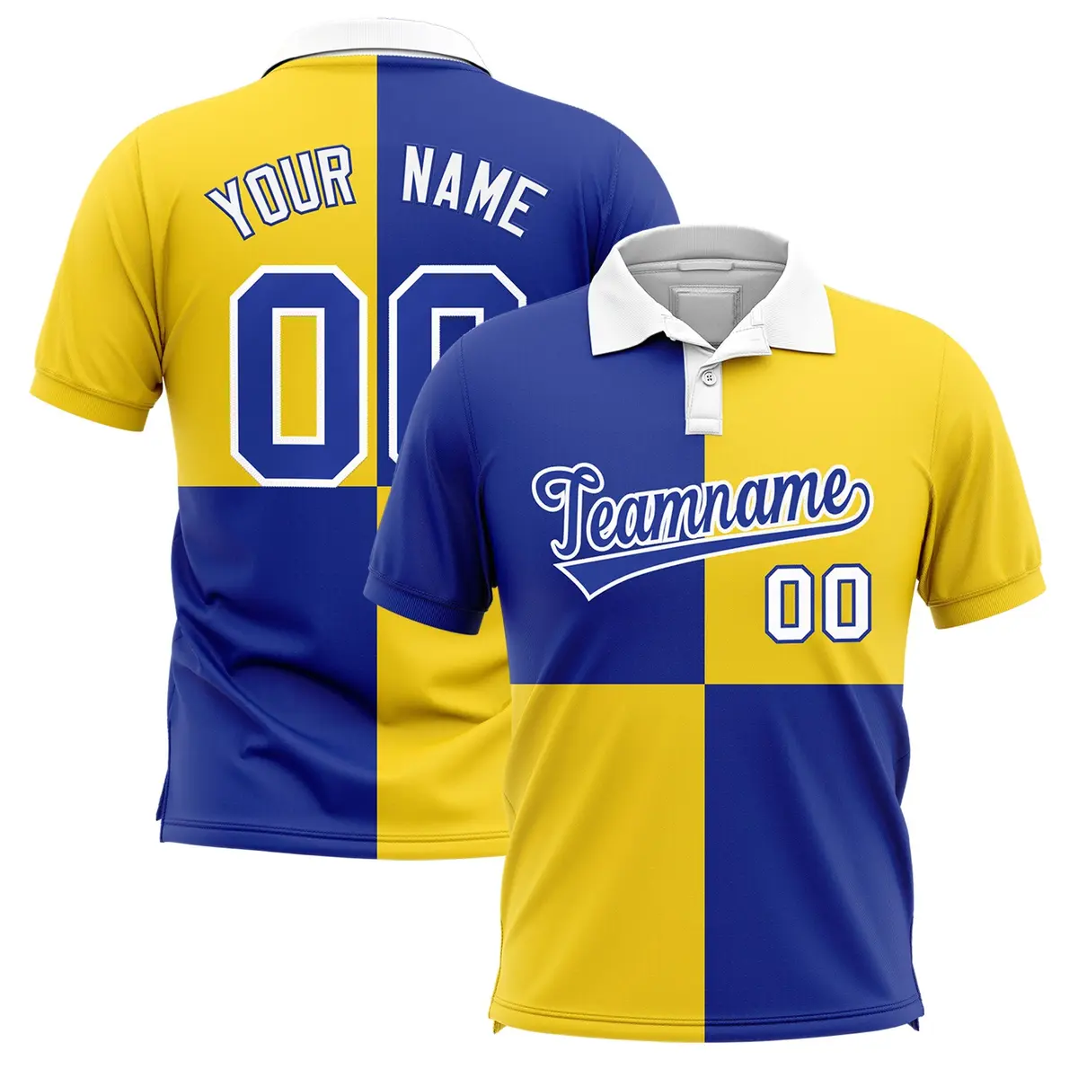 Royal Gold Four Squares Performance Polo Shirt