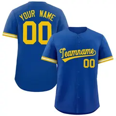 Royal Gold Full Button Authentic Baseball Jersey 1