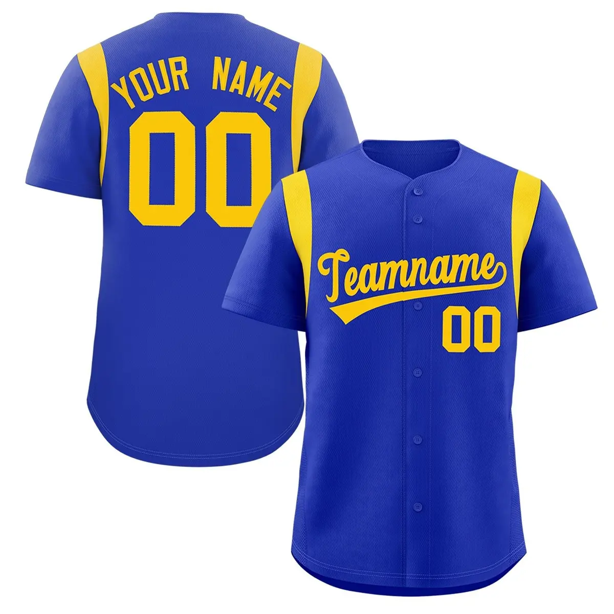 Royal Gold Full Button Classic Baseball Jersey