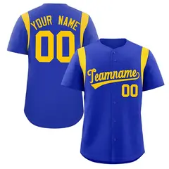 Royal Gold Full Button Classic Baseball Jersey 1