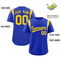 Royal Gold Full Button Classic Baseball Jersey 2