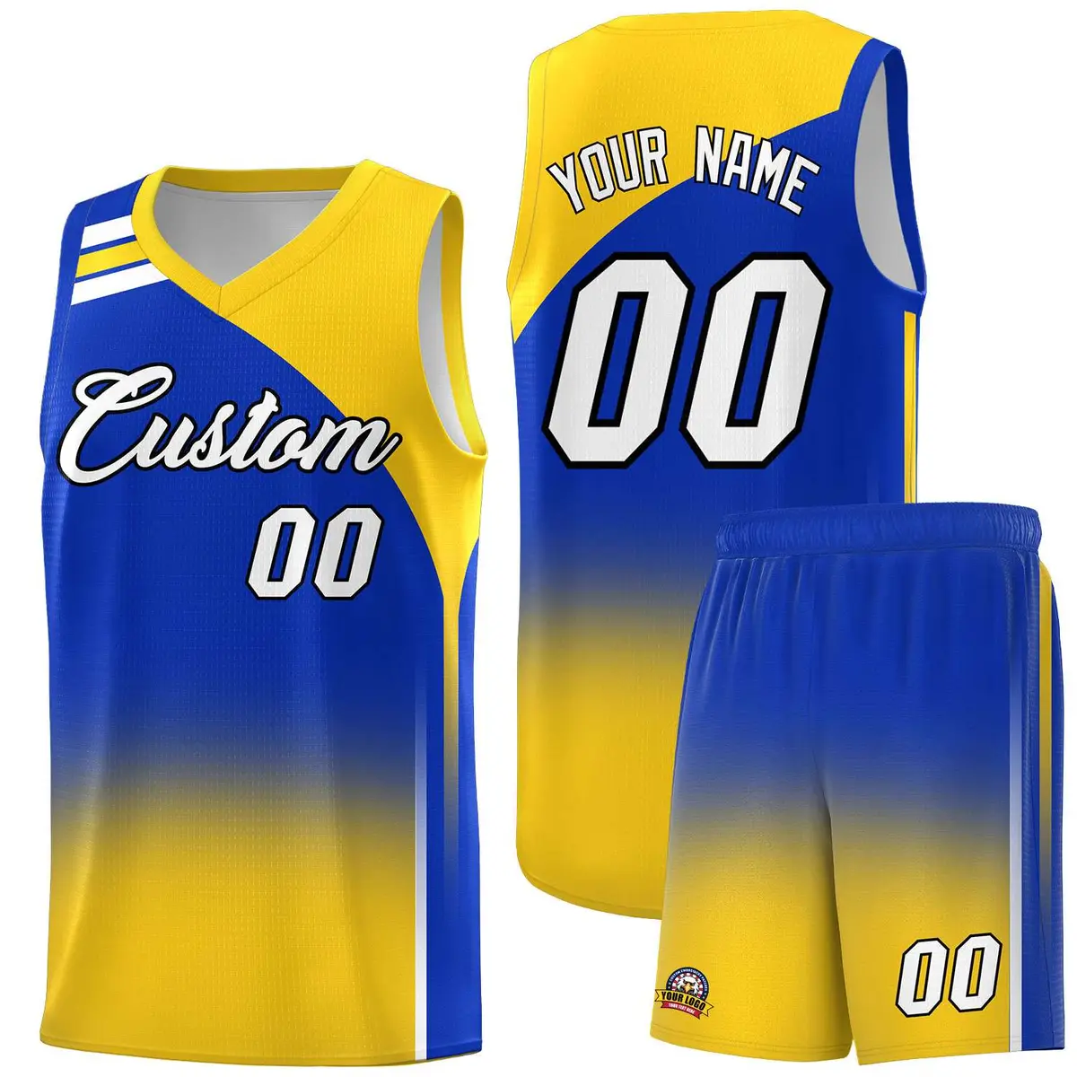 Royal Gold Gradient Basketball Jersey Sports Uniform