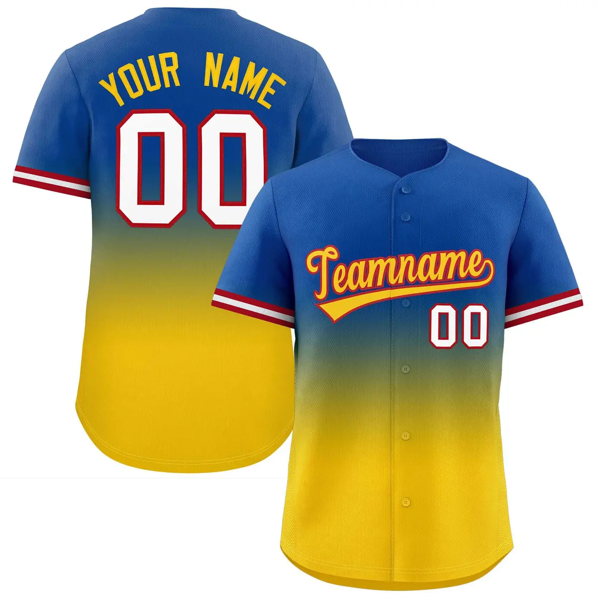 Royal Gold Gradient Full Button Baseball Jersey