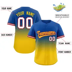 Royal Gold Gradient Full Button Baseball Jersey 2