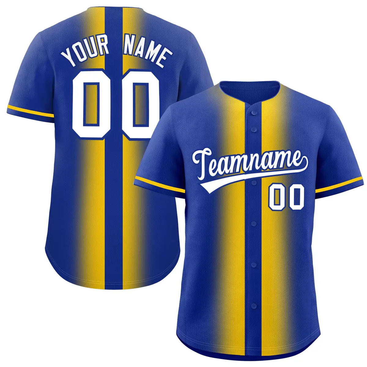 Royal Gold Gradient Lapel Fashion Baseball Jersey