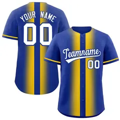 Royal Gold Gradient Lapel Fashion Baseball Jersey 1