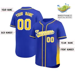 Royal Gold Gradient Side Design Authentic Baseball Jersey 2