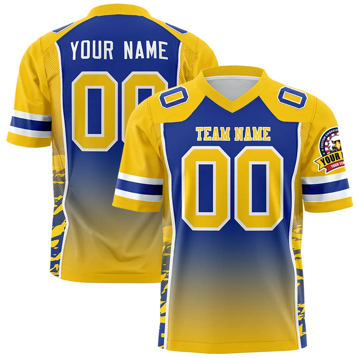 Royal Gold Gradient Side Pattern Authentic Football Jersey