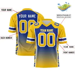 Royal Gold Gradient Side Pattern Authentic Football Jersey 2