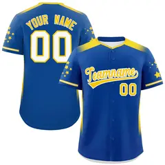 Royal Gold Gradient Side Star Pattern Baseball Jersey