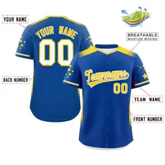 Royal Gold Gradient Side Star Pattern Baseball Jersey 2