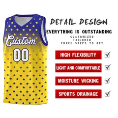 Royal Gold Gradient Star Pattern Basketball Jersey Sets 2