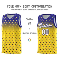 Royal Gold Gradient Star Pattern Basketball Jersey Sets 3