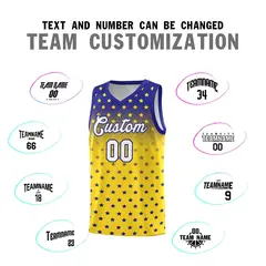 Royal Gold Gradient Star Pattern Basketball Jersey Sets 4
