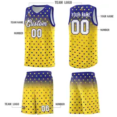 Royal Gold Gradient Star Pattern Basketball Jersey Sets 5