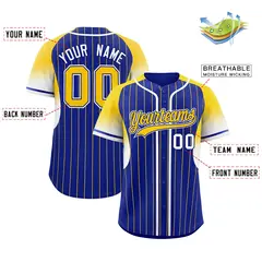 Royal Gold Gradient Stripe Fashion Sleeves Baseball Jersey 2