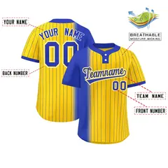 Royal Gold Gradient Stripe Two-Button Softball Jersey 2