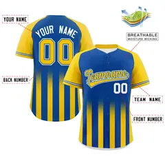 Royal Gold Gradient Thick Stripe Raglan Baseball Jersey 2