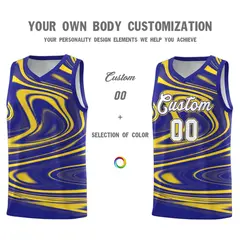 Royal Gold Graffiti Fluids Basketball Uniform Jersey Sets 3