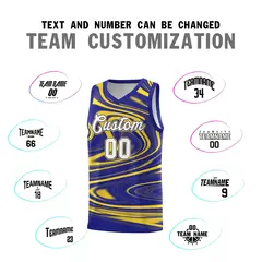 Royal Gold Graffiti Fluids Basketball Uniform Jersey Sets 4