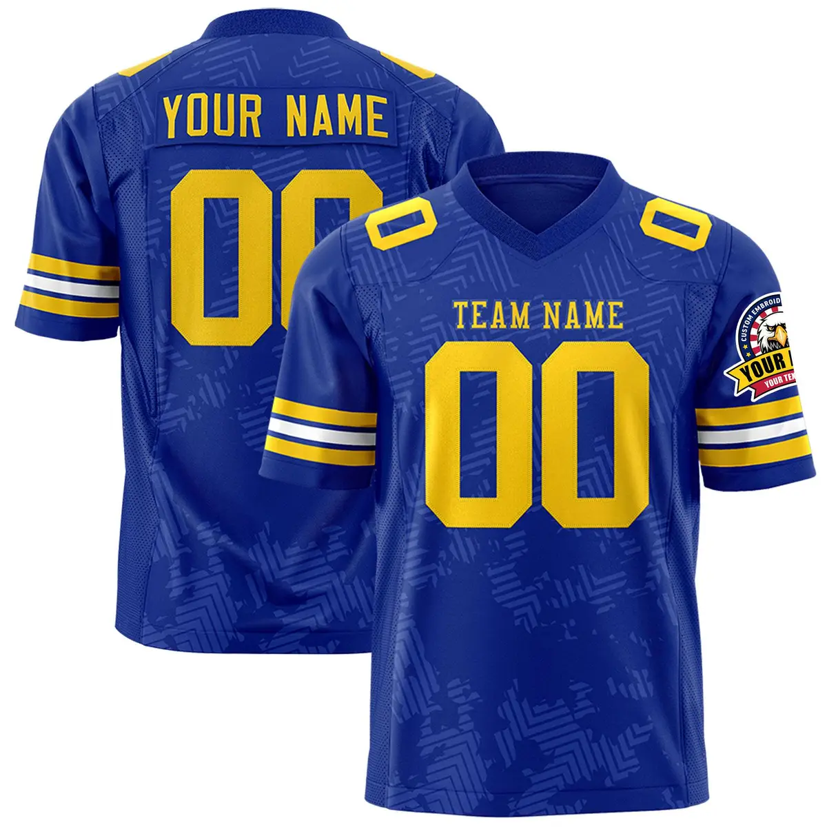 Royal Gold Graffiti Line Authentic Football Jersey