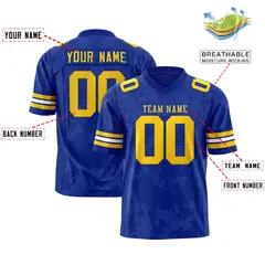 Royal Gold Graffiti Line Authentic Football Jersey 2