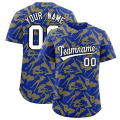 Royal Gold Graffiti Pattern Authentic Baseball Jersey 1