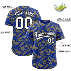 Royal Gold Graffiti Pattern Authentic Baseball Jersey 2