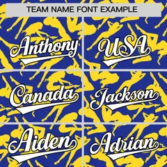 Royal Gold Graffiti Pattern Authentic Baseball Jersey 3