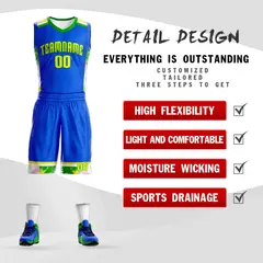 Royal Gold-Green Graffiti Pattern Basketball Jersey 2