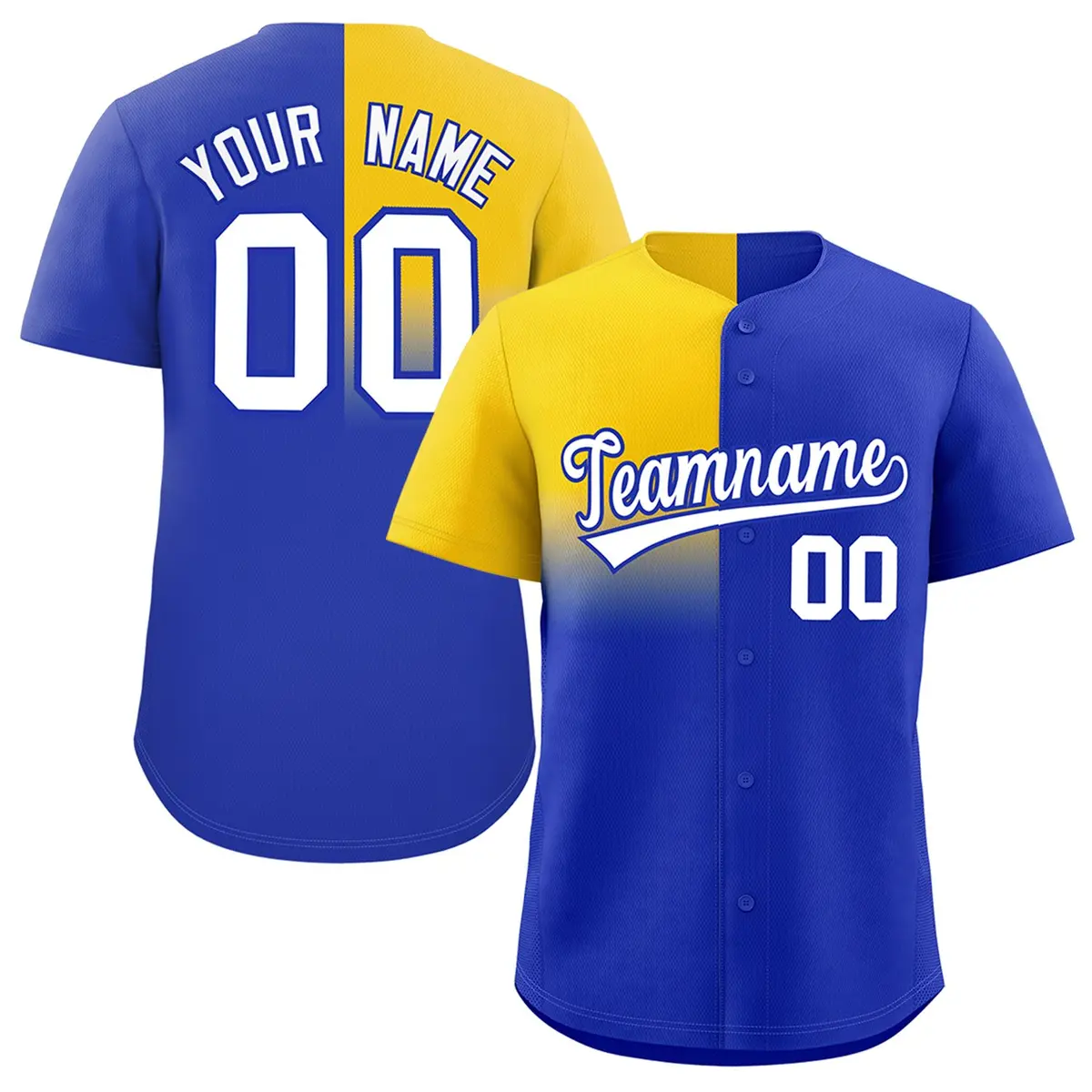 Royal Gold Half Gradient Authentic Baseball Jersey