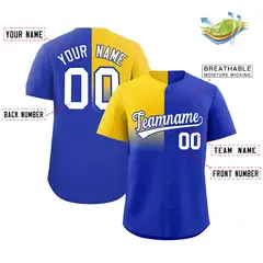 Royal Gold Half Gradient Authentic Baseball Jersey 2
