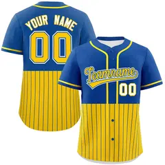 Royal Gold Half Stripe Authentic Baseball Jersey 1