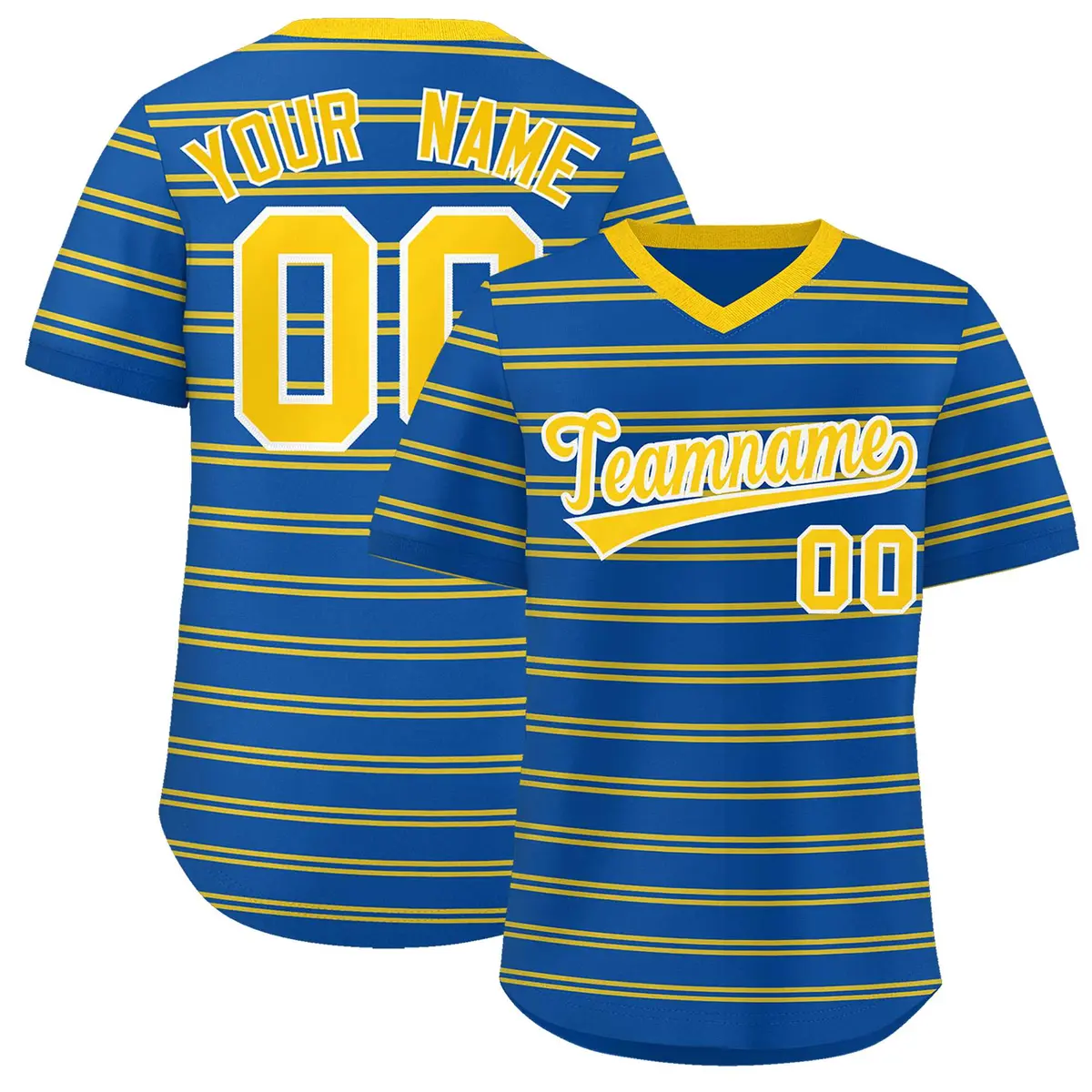 Royal Gold Horizontal Stripe Pullover Baseball Jersey