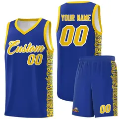 Royal Gold Indians Pattern Basketball Uniform Jersey 1