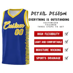 Royal Gold Indians Pattern Basketball Uniform Jersey 2
