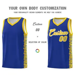 Royal Gold Indians Pattern Basketball Uniform Jersey 3