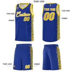 Royal Gold Indians Pattern Basketball Uniform Jersey 5