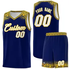 Royal Gold Indians Print Sports Basketball Uniform Jersey 1