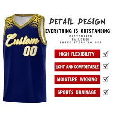 Royal Gold Indians Print Sports Basketball Uniform Jersey 2