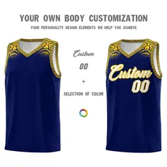 Royal Gold Indians Print Sports Basketball Uniform Jersey 3