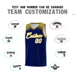 Royal Gold Indians Print Sports Basketball Uniform Jersey 4