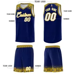 Royal Gold Indians Print Sports Basketball Uniform Jersey 5