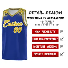 Royal Gold Indians Print Sports Basketball Uniform Jersey 2