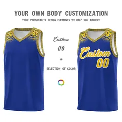 Royal Gold Indians Print Sports Basketball Uniform Jersey 3