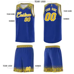 Royal Gold Indians Print Sports Basketball Uniform Jersey 5