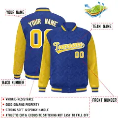 Royal Gold L Pattern Raglan Letterman Baseball Jacket 2