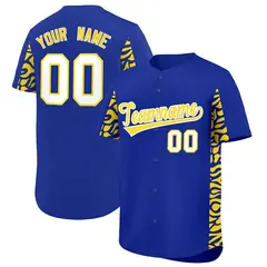 Royal Gold Leopard Graffiti Side Design Baseball Jersey 1